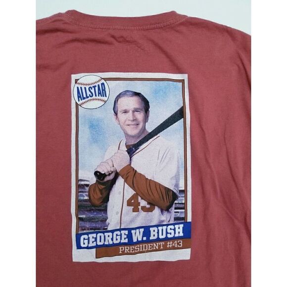 Rowdy Gentleman George Bush Washed Red Medium Pocket T-Shirt Tee Long Sleeve - Picture 2 of 8